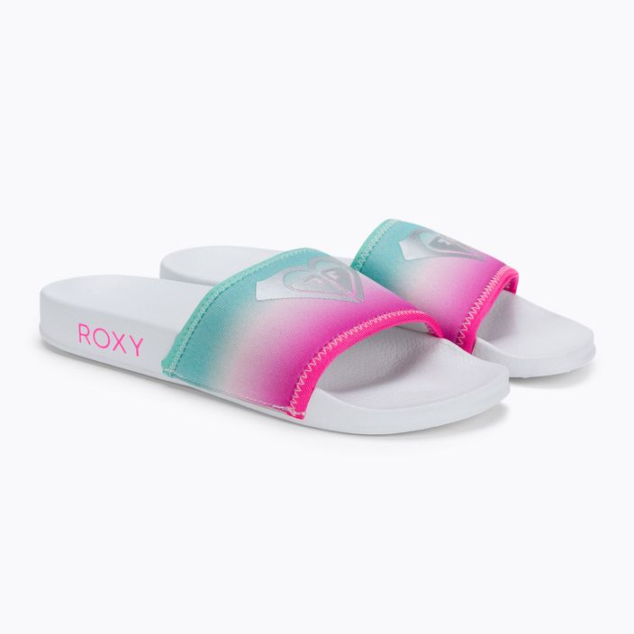 Flip-flops pentru copii ROXY Slippy Neo G 2021 white/crazy pink/turquoise 5