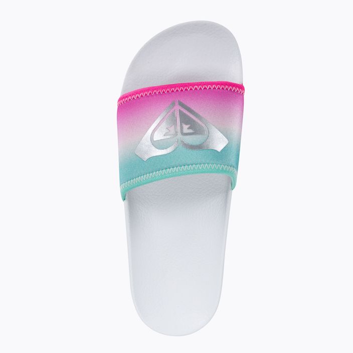 Flip-flops pentru copii ROXY Slippy Neo G 2021 white/crazy pink/turquoise 6