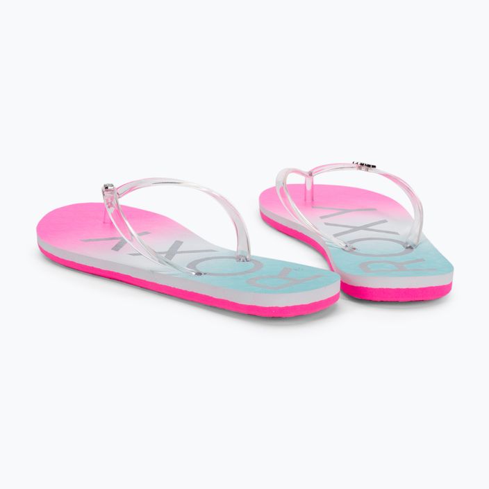 Flip flop pentru femei ROXY Viva Jelly 2021 white/crazy pink/turquoise 3