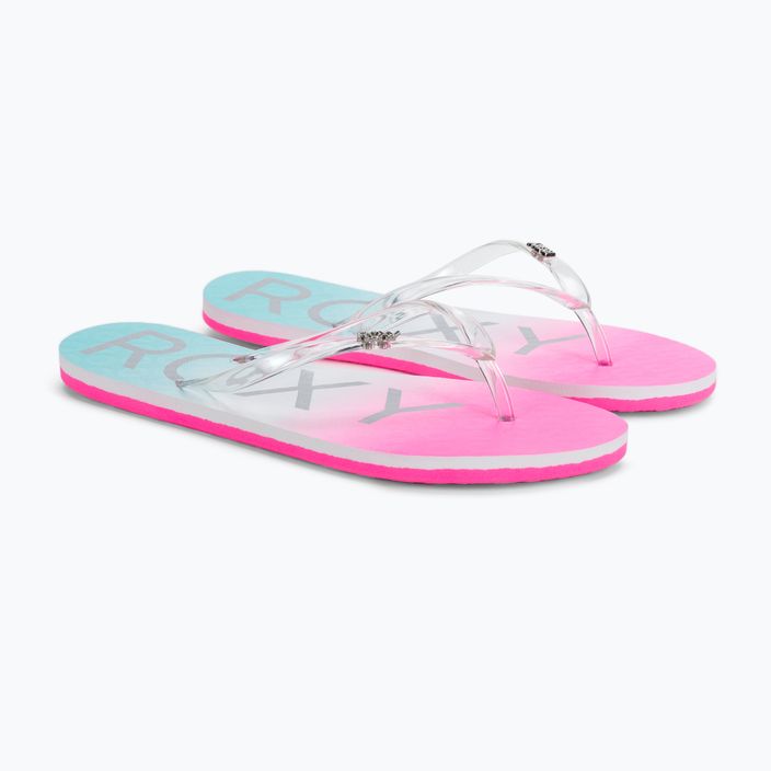 Flip flop pentru femei ROXY Viva Jelly 2021 white/crazy pink/turquoise 5