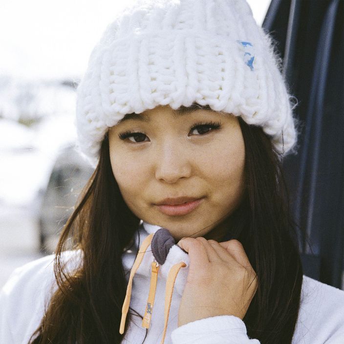 Șapcă de snowboard pentru femei ROXY Chloe Kim Beanie Beanie alb strălucitor 8
