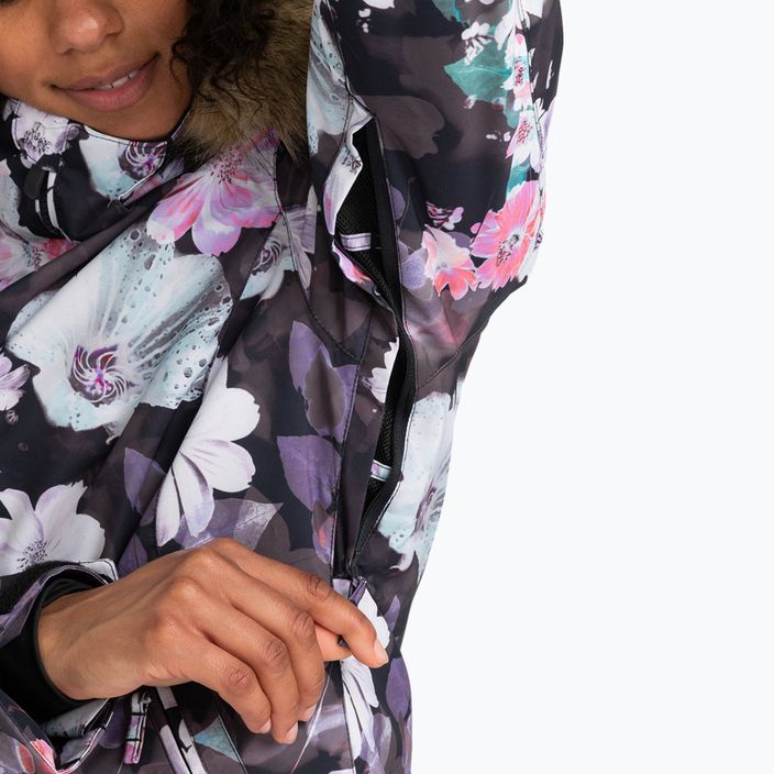 Jacheta de snowboard pentru femei ROXY Jet Ski negru adevărat floare neclară floare 5