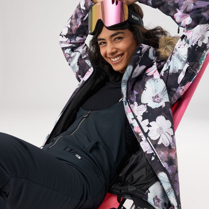Jacheta de snowboard pentru femei ROXY Jet Ski negru adevărat floare neclară floare 14