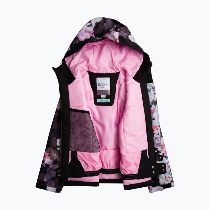 Jachetă de snowboard pentru copii ROXY Greywood Girl negru adevărat floare neclară floare 9