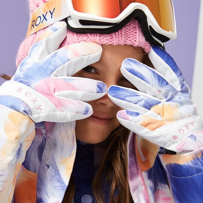 Mănuși de snowboard pentru copii ROXY Jetty Girl alb strălucitor pansy rg 3