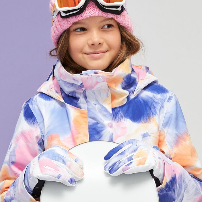 Mănuși de snowboard pentru copii ROXY Jetty Girl alb strălucitor pansy rg 4