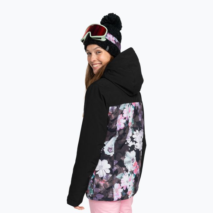 Jachetă de snowboard pentru femei ROXY Galaxy Galaxy negru adevărat floare neclară floare 3
