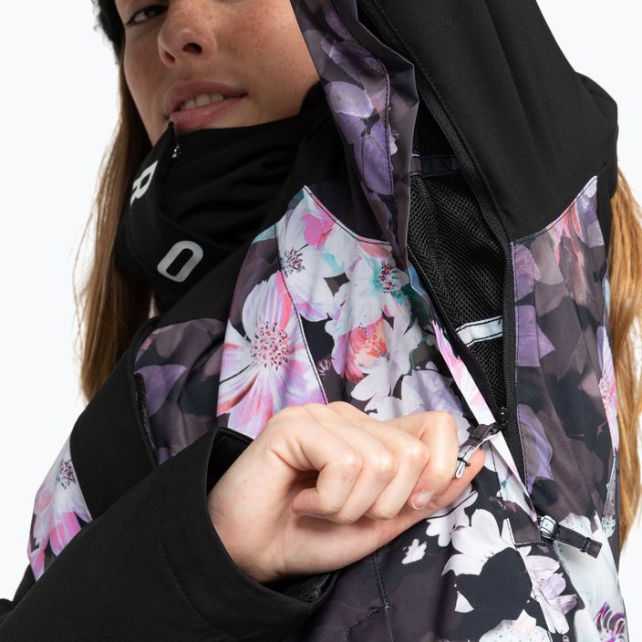 Jachetă de snowboard pentru femei ROXY Galaxy Galaxy negru adevărat floare neclară floare 5