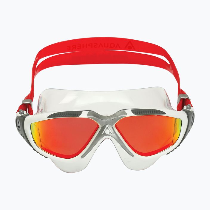 Mască de înot Aquasphere Vista alb/argintiu/roșu oglindă din titan MS505050915LMR 7