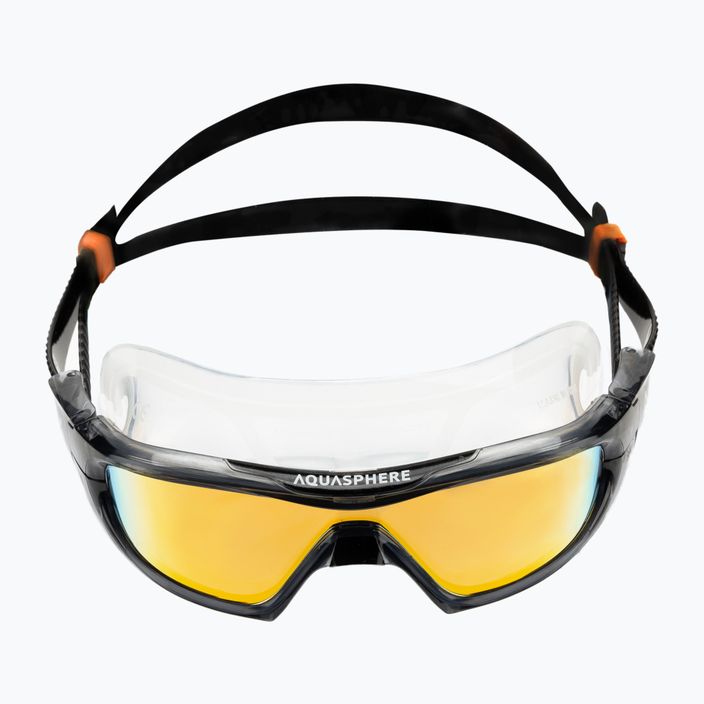 Mască de înot Aquasphere Vista Pro gri închis/negru/portocaliu oglindă din titan MS5591201LMO 2