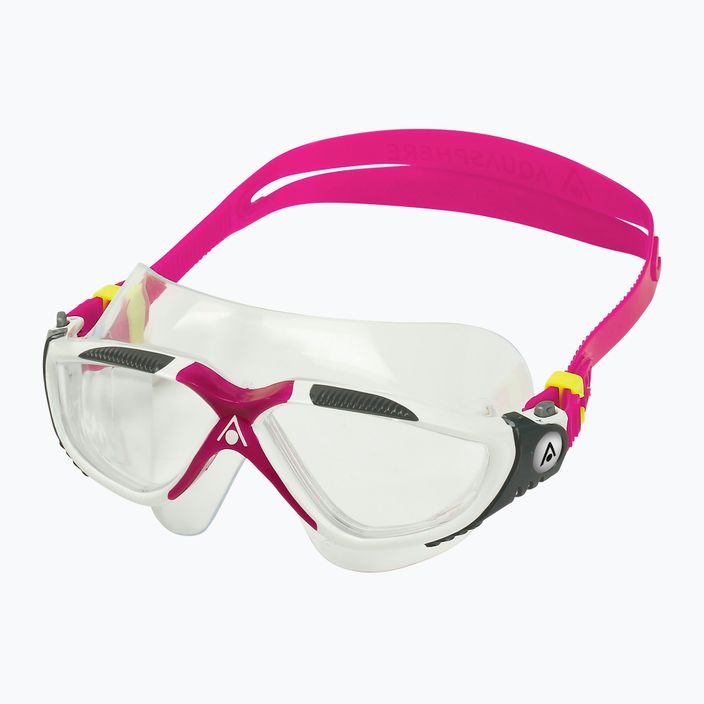 Mască de înot Aquasphere Vista white/raspberry/lenses clear 2