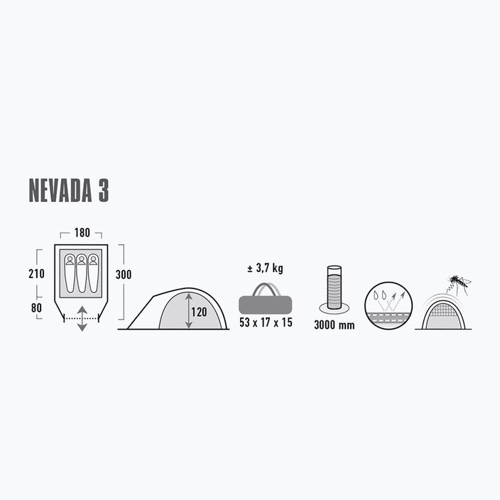 Cort de camping High Peak Nevada gri 10203 pentru 3 persoane High Peak Nevada gri 10203 10