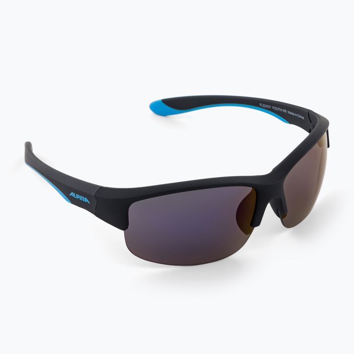 Ochelari de soare pentru copii Alpina Junior Flexxy Youth HR black blue matt/blue mirror