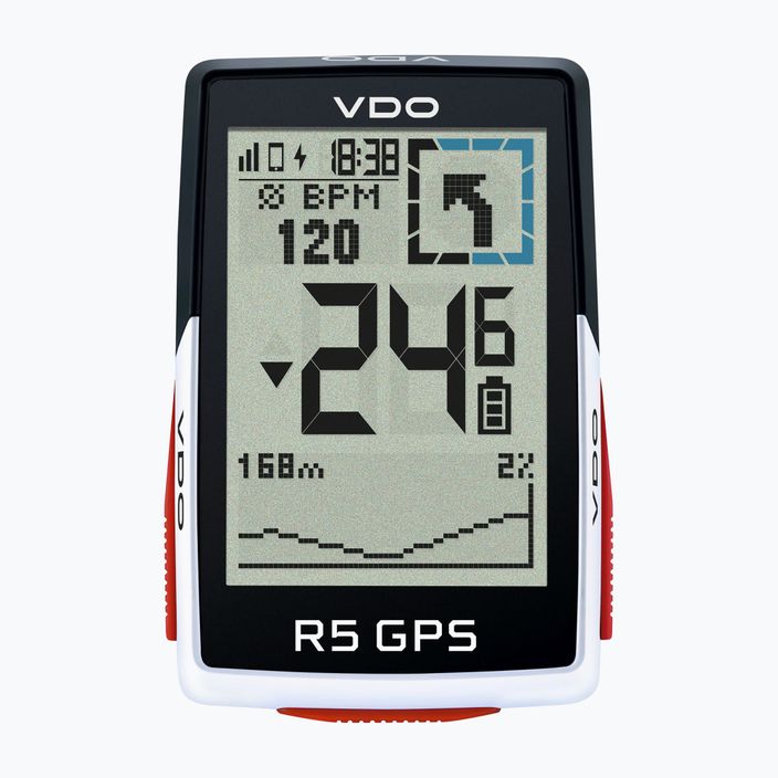 VDO R5 GPS GPS Top Mount-Set de bicicletă contor negru și alb 64051