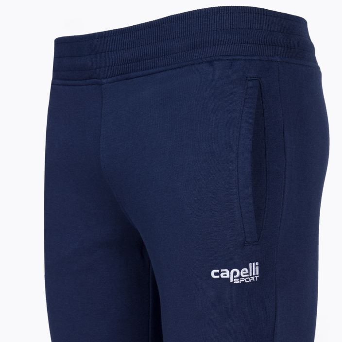 Capelli Basics Youth Pantaloni de fotbal French Terry conici pentru tineret, bleumarin/alb 3