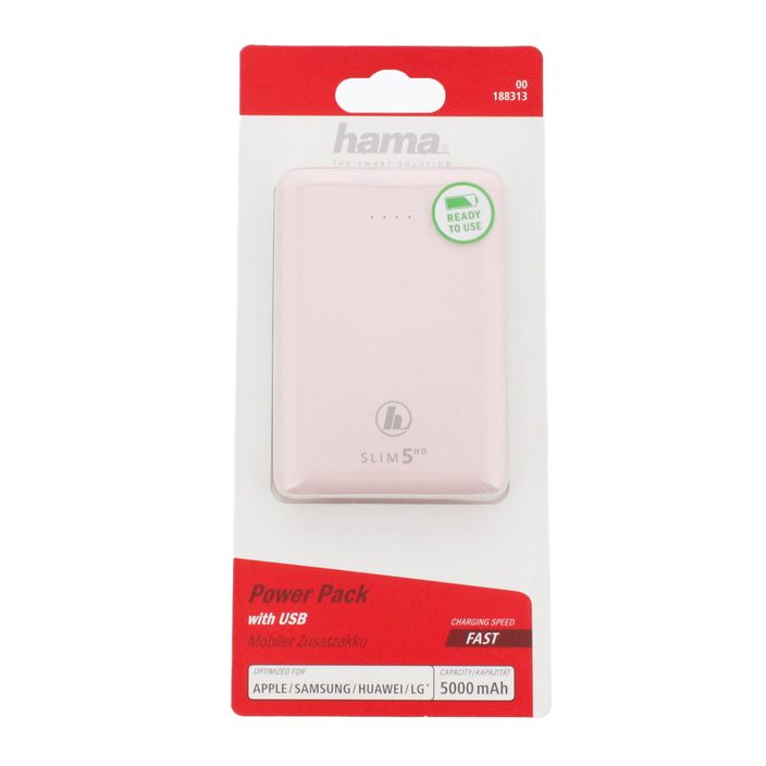 Powerbank Hama Slim 5HD Power Pack 5000 mAh roz 1883130000 2