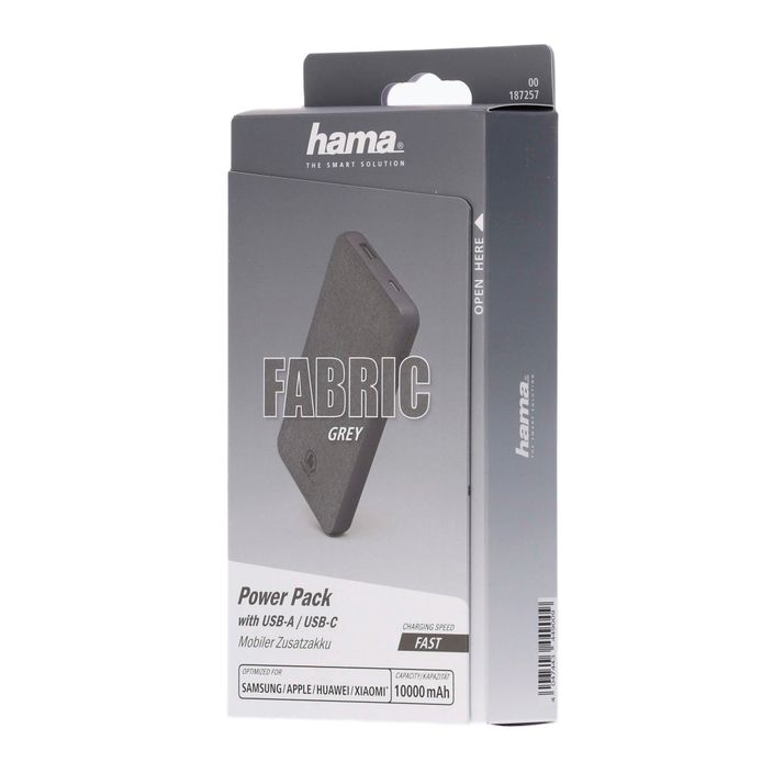 Powerbank Hama Fabric 10 Power Pack 10000 mAh gri 1872570000 2