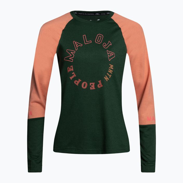 Tricou de ciclism pentru femei Maloja DiamondM LS verde-portocaliu 35196