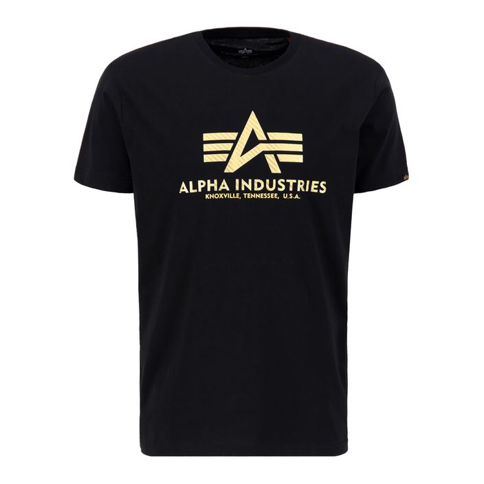 Tricou pentru bărbați Alpha Industries Basic T Carbon black/gold 2