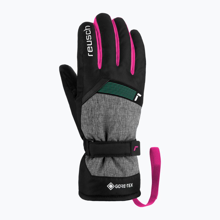 Mănuși de schi pentru copii Reusch Flash Gore-Tex negru/negru melange/roșu roz glo 7