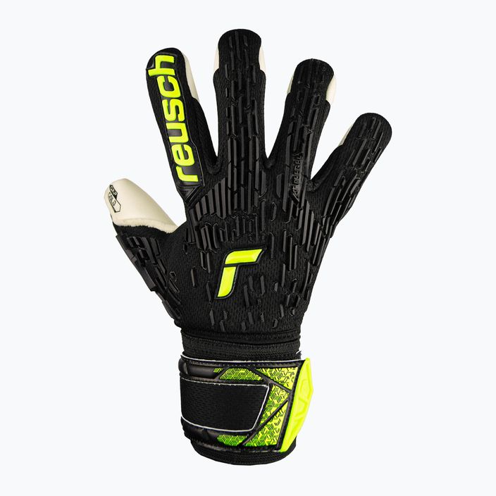 Mănuși de portar pentru copii Reusch Attrakt Freegel Gold Finger Support Junior black/safety yellow 2