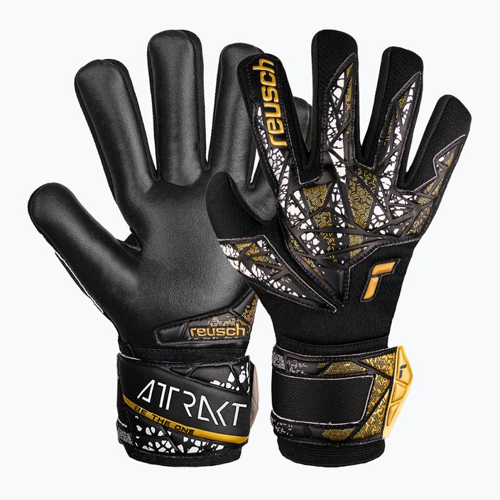 Mănuși de portar Reusch Attrakt Silver NC Finger Support black/gold/white/black
