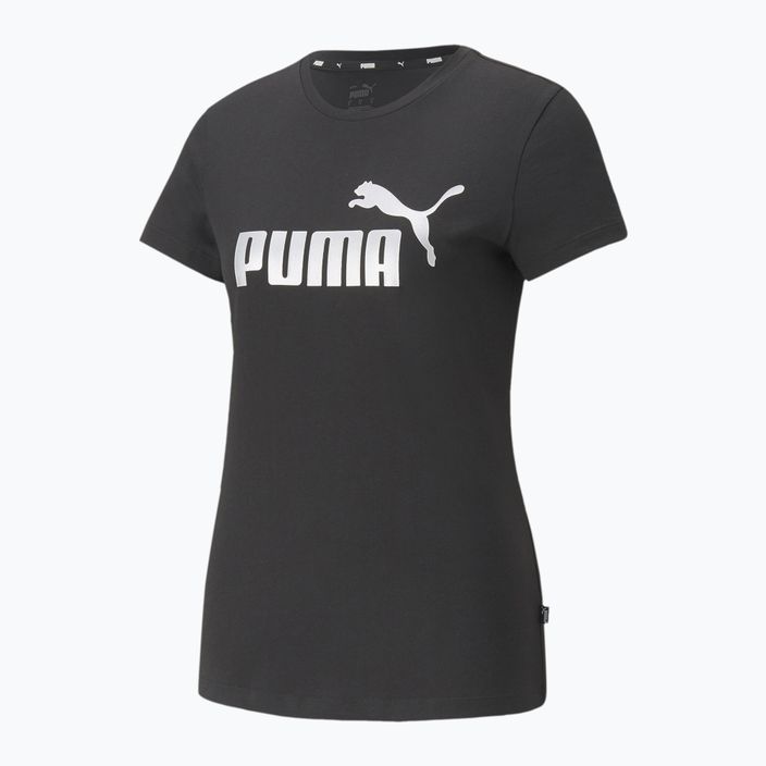 Tricou pentru femei PUMA ESS+ Metallic Logo Tee puma black/silver metallic
