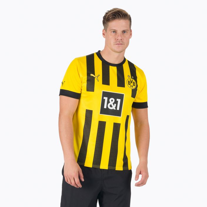 Tricou de fotbal pentru bărbați Puma Bvb Home Jersey Replica Sponsor galben și negru 765883