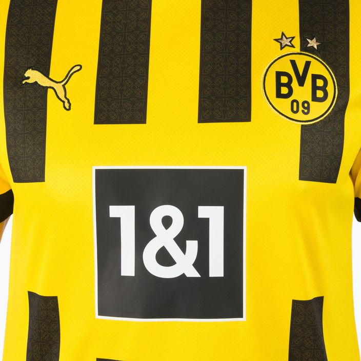 Tricou de fotbal pentru bărbați Puma Bvb Home Jersey Replica Sponsor galben și negru 765883 4