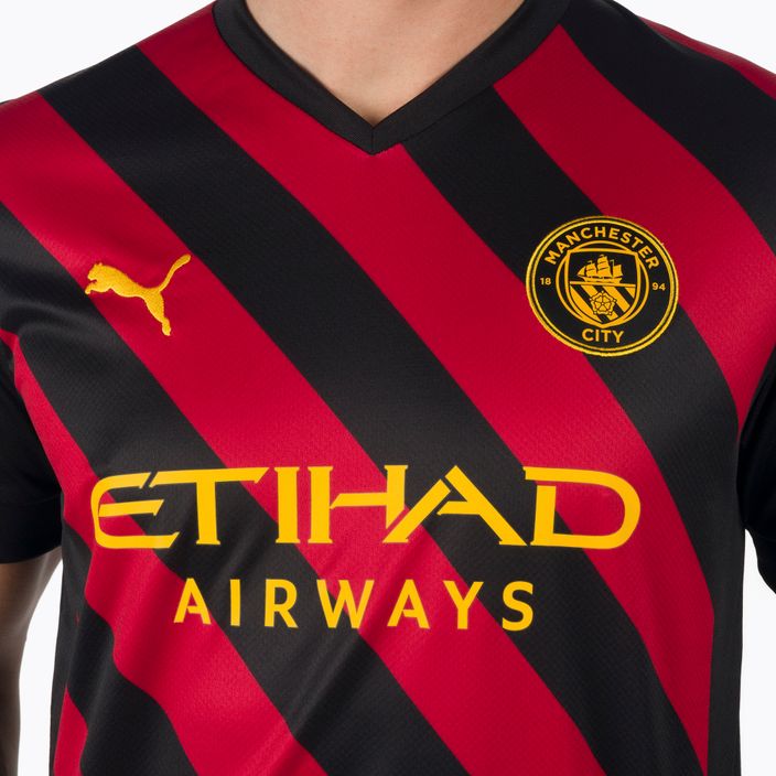 Tricou de fotbal pentru bărbați Puma Mcfc Away Jersey Replica negru și roșu 765722 4
