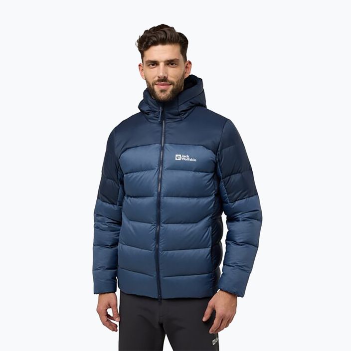 Geacă cu puf pentru bărbați Jack Wolfskin Nebelhorn Down Hoody nature blue