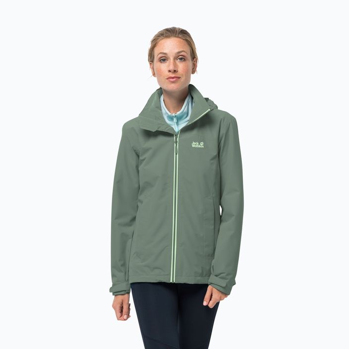 Jack Wolfskin Evandale jachetă de ploaie pentru femei verde 1111191
