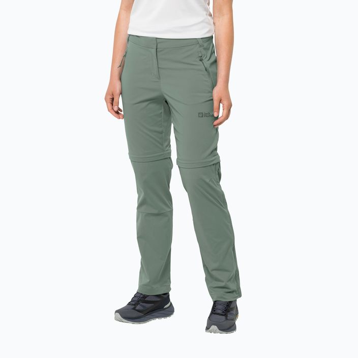 Pantaloni softshell pentru femei Jack Wolfskin Glastal Zip Off verde 1508151_4151_042