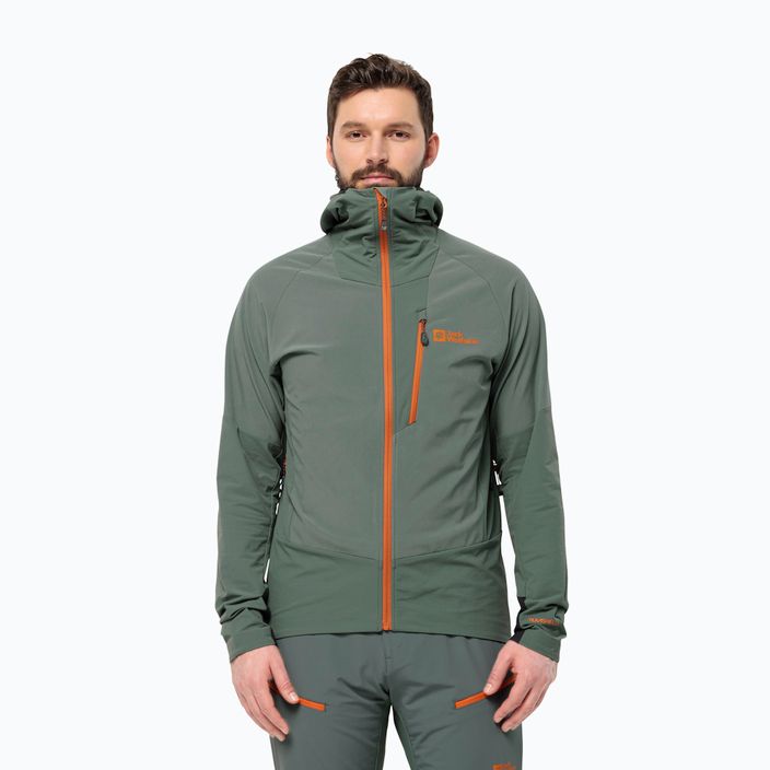 Jack Wolfskin jachetă de bărbați Alpspitze Hoody pentru bărbați Alpspitze Hoody verde gard viu