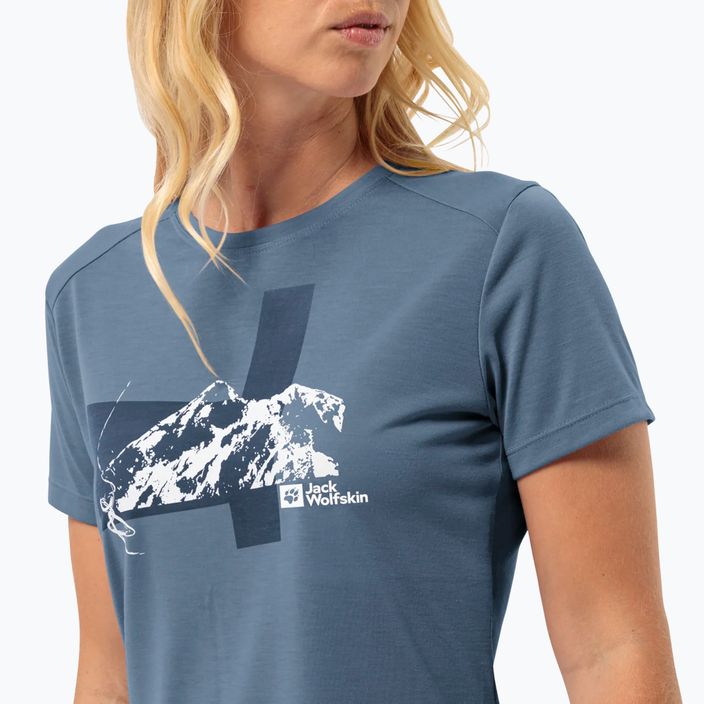 Tricou de trekking pentru femei Jack Wolfskin Vonnan S/S Graphic elemental blue 3