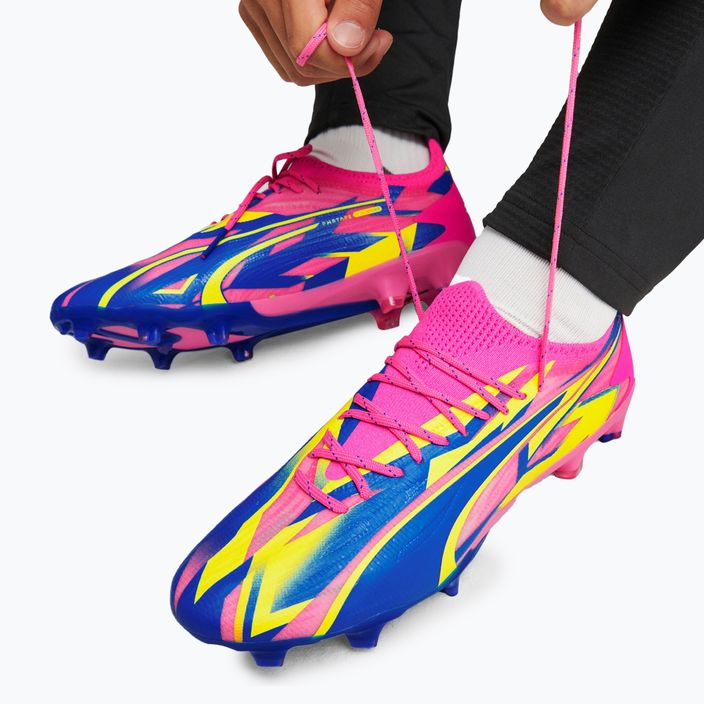 Cizme de fotbal pentru bărbați PUMA Ultra Ultimate Energy FG/AG roz luminos/albastru ultra/galben alertă 16
