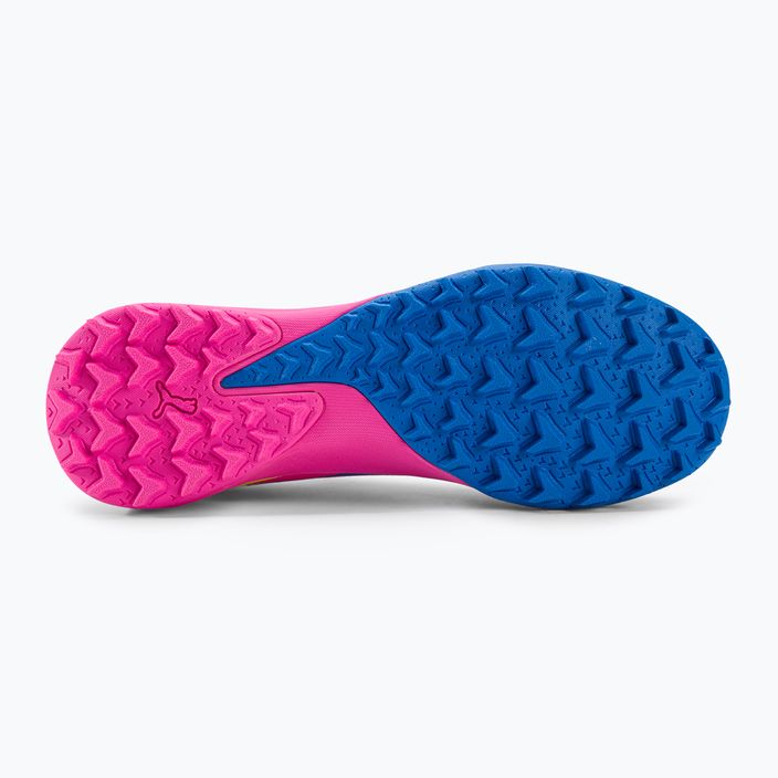 PUMA Match Ll Energy TT + Mid Jr cizme de fotbal pentru copii roz luminos/albastru ultra/galben alert 5
