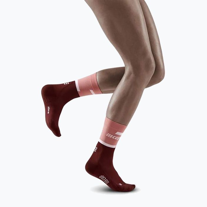 Șosete compresive de alergat pentru femei CEP 4.0 Mid Cut rose/dark red 5