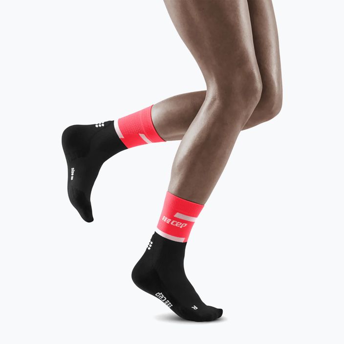 Șosete compresive de alergat pentru femei CEP 4.0 Mid Cut pink/black 5