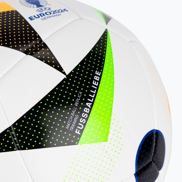 adidas Fussballiebe Trainig Euro 2024 fotbal alb/negru/albastru strălucitor mărimea 4 3