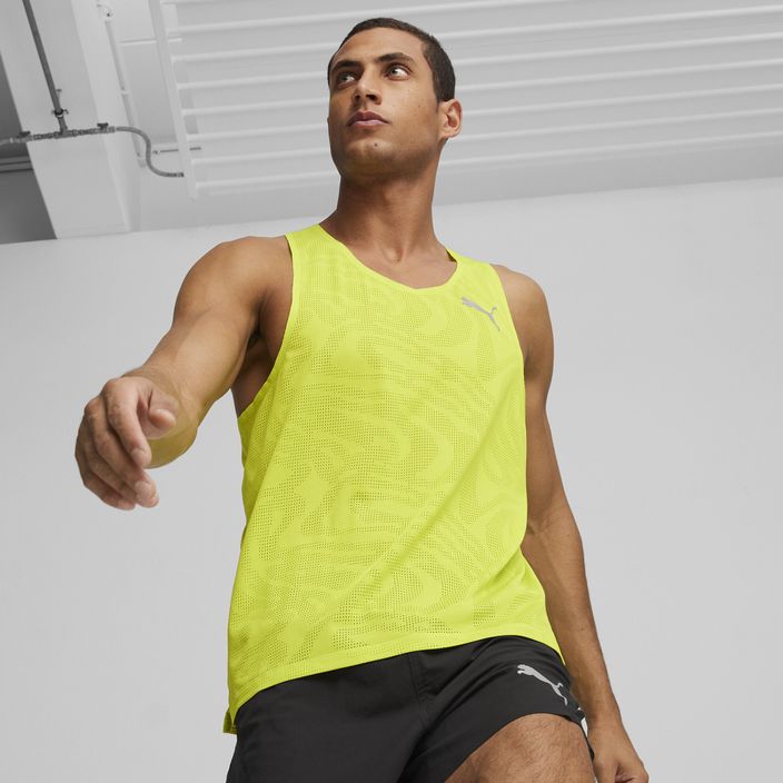 Tricou top de alergat pentru bărbați PUMA Run Ultraspun Singlet green 3