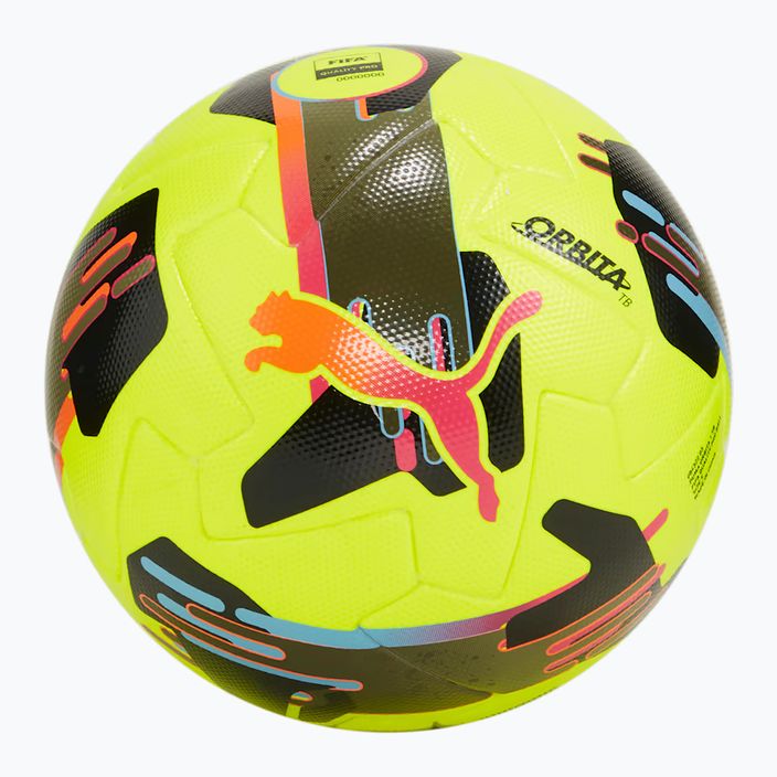 Minge de fotbal PUMA Orbita 2 TB FIFA Quality Pro lemon tonic/multicolor mărimea 5