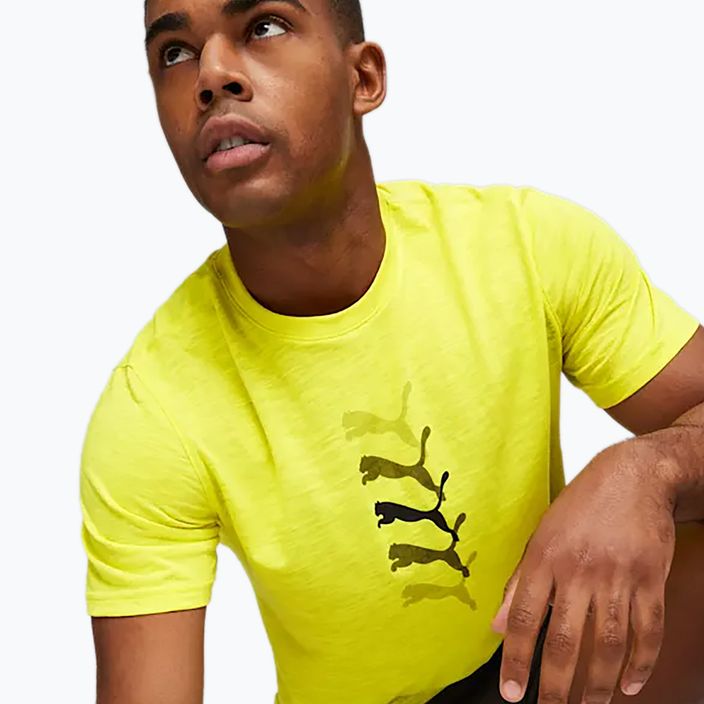 Tricou de antrenament pentru bărbați PUMA Graphic Tee Puma Fit galben burst 3