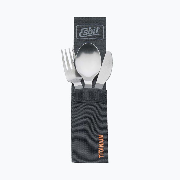 Set de tacâmuri Esbit 3-Pcs Titanium Cutlery-Set W/ Carabiner And Pocket titanium 2
