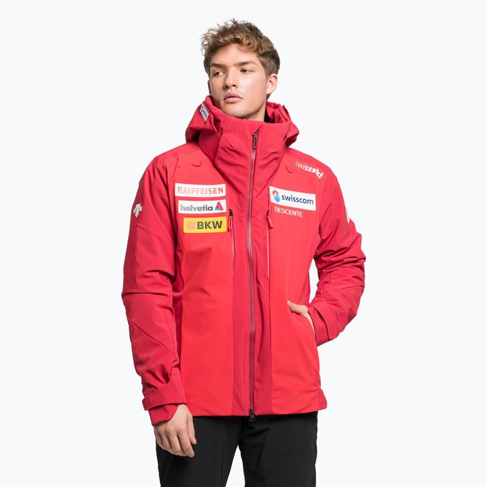 Jachetă de schi pentru bărbați Descente Swiss National Team Replica 86 roșu DWMUGK20