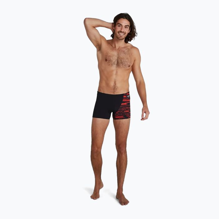 Speedo bărbați Hyper Boom Placement V-Cut Aquashort boxeri de înot negru și roșu 8-09734 2