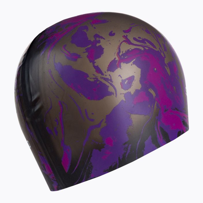 Speedo Long Hair șapcă de înot cu imprimeu negru și violet 68-11306