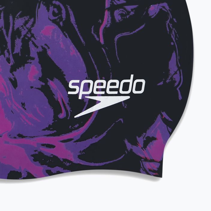 Speedo Long Hair șapcă de înot cu imprimeu negru și violet 68-11306 6