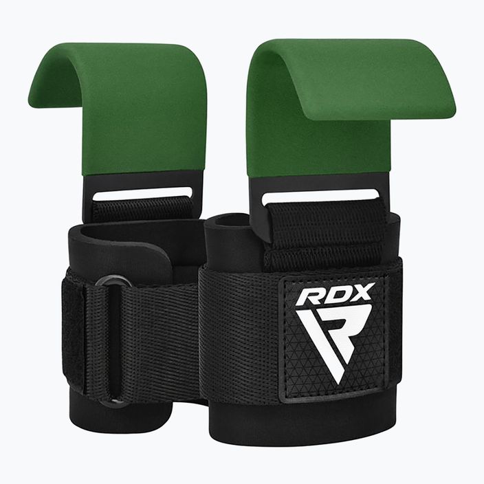 Curele pentru ridicat greutăți cu cârlige RDX W5 Weight Lifting Hook Strap army green