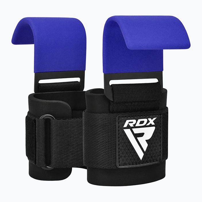 Curele pentru ridicat greutăți cu cârlige  RDX W5 Weight Lifting Hook Strap blue